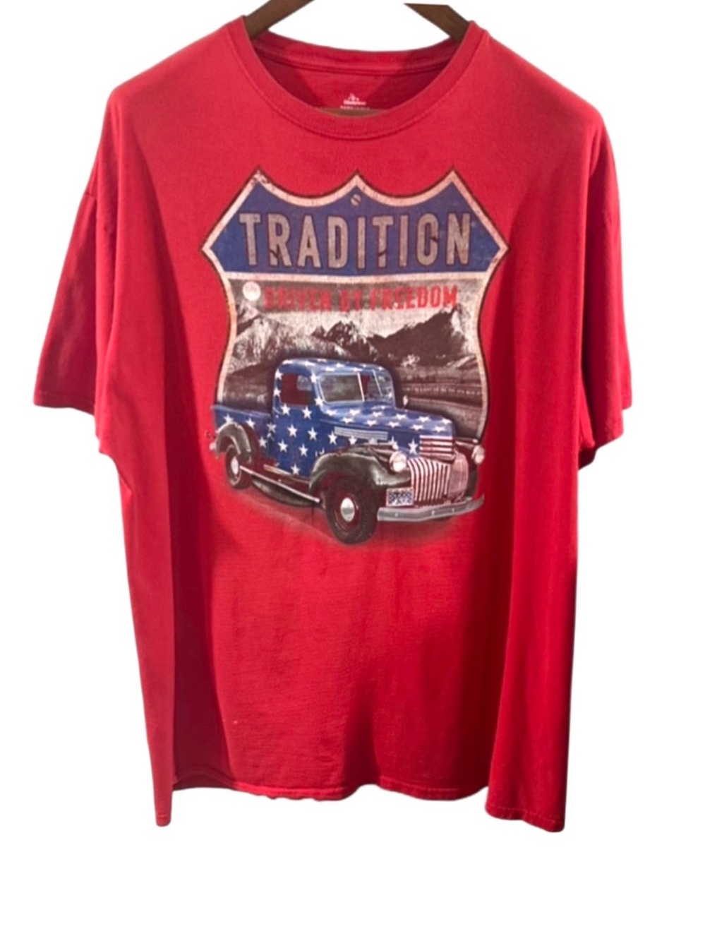 Americana Patriotic Freedom Red Graphic T-Shirt Size Men’s XL